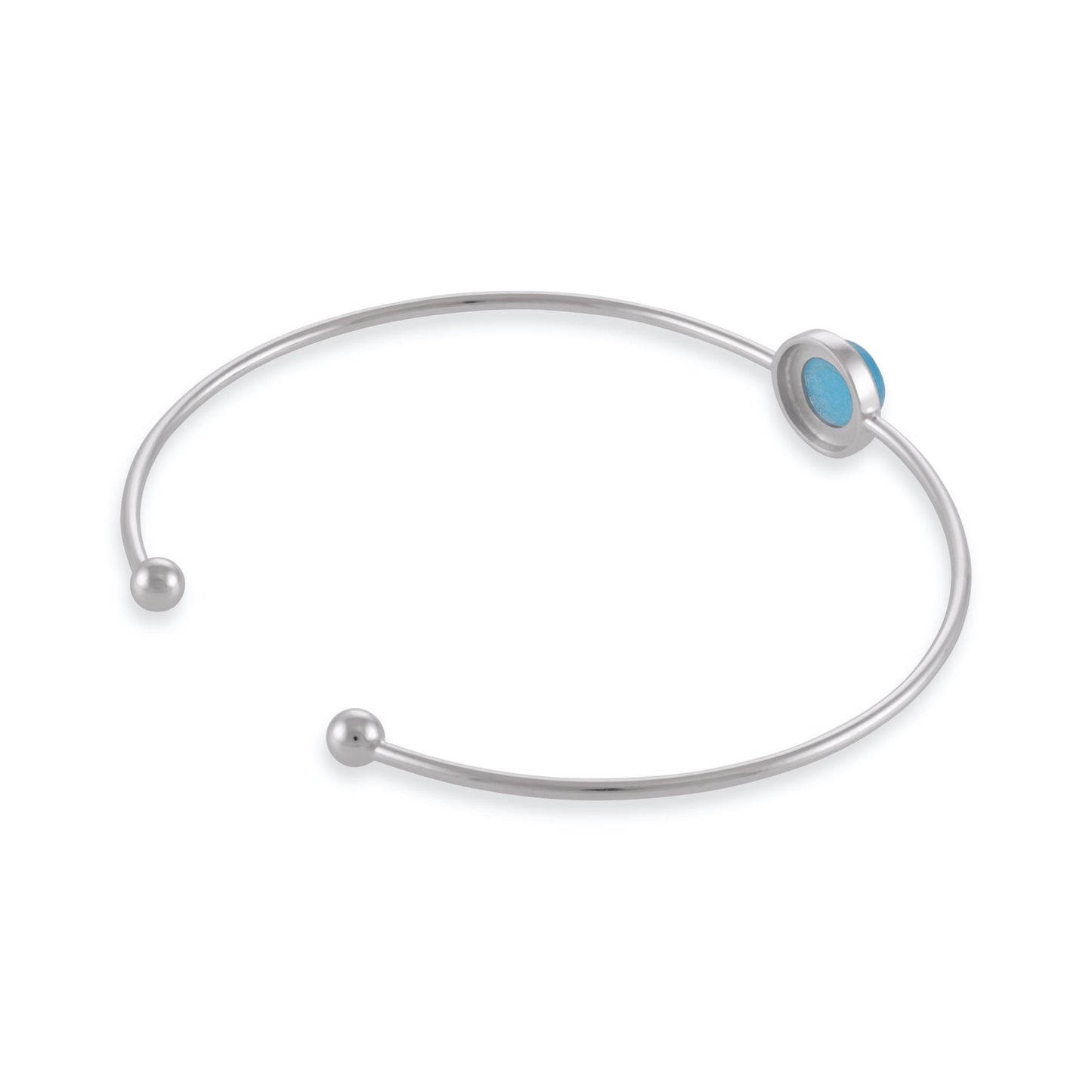 Silver rhodium plated bangle with blue quartz SBN6001.BQ