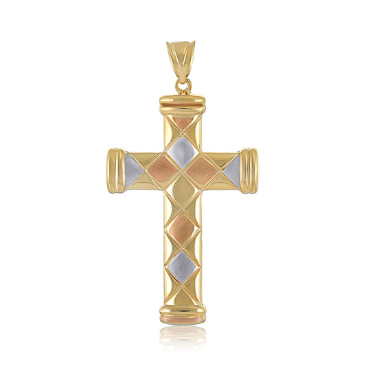 9ct Gold Tri Colour Cross Pendant