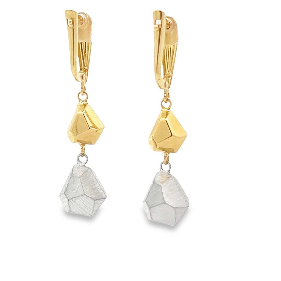 14ct Gold Mixed Metal Drop Earrings