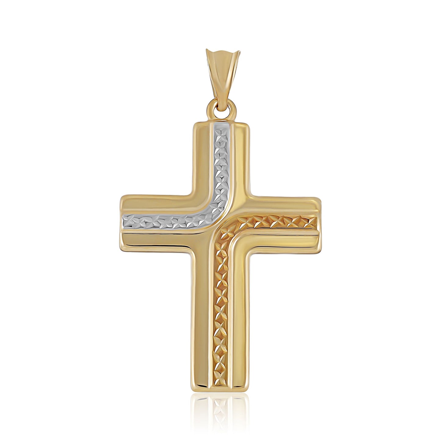 9ct Two Tone Gold Cross Pendant