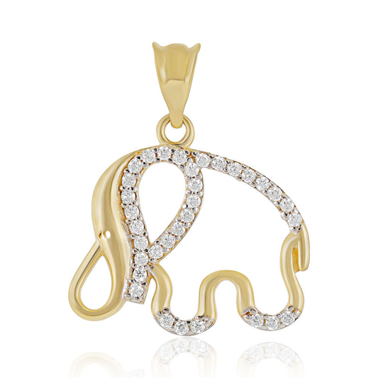 9ct Yellow Gold Cubic Zirconia Elephant Pendant