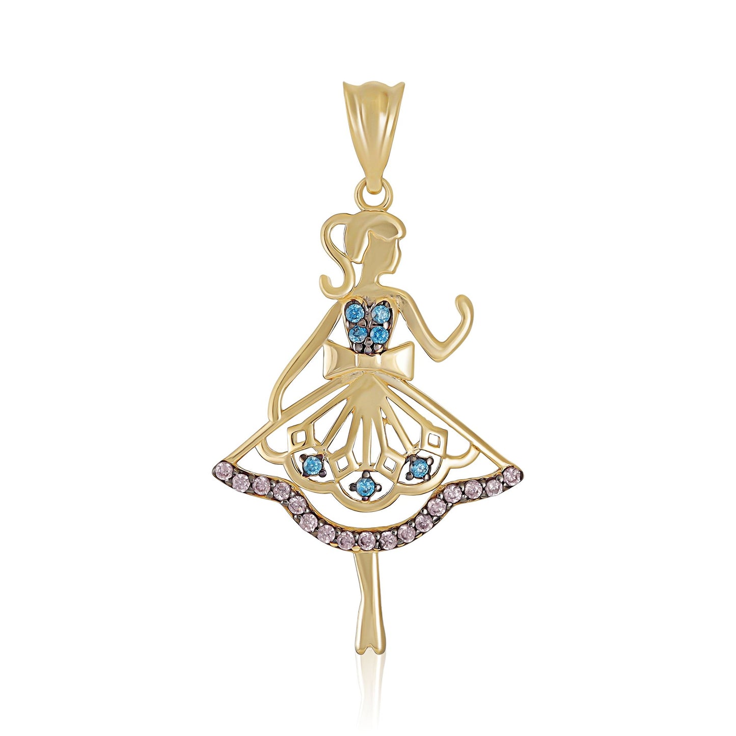 9ct Yellow Gold Cubic Zirconia Ballerina Pendant