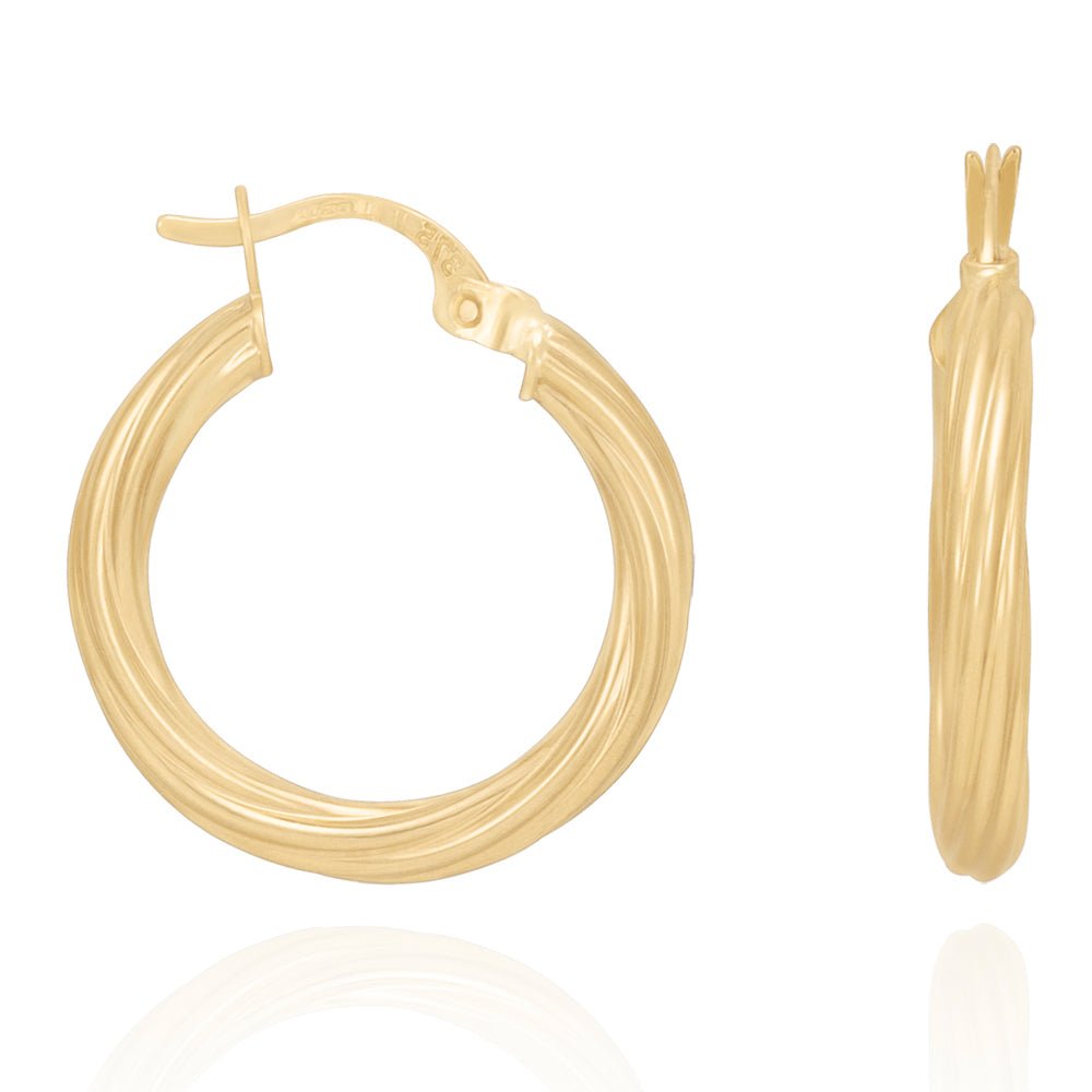 9ct Yellow Gold Twisted Hoop Earrings