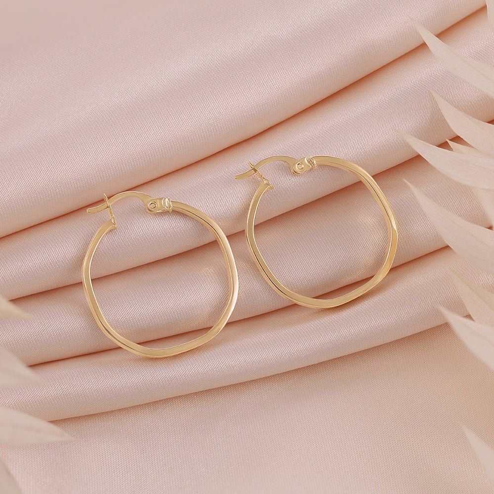 9ct Solid Yellow Gold Plain Hoop Earrings ERV0532