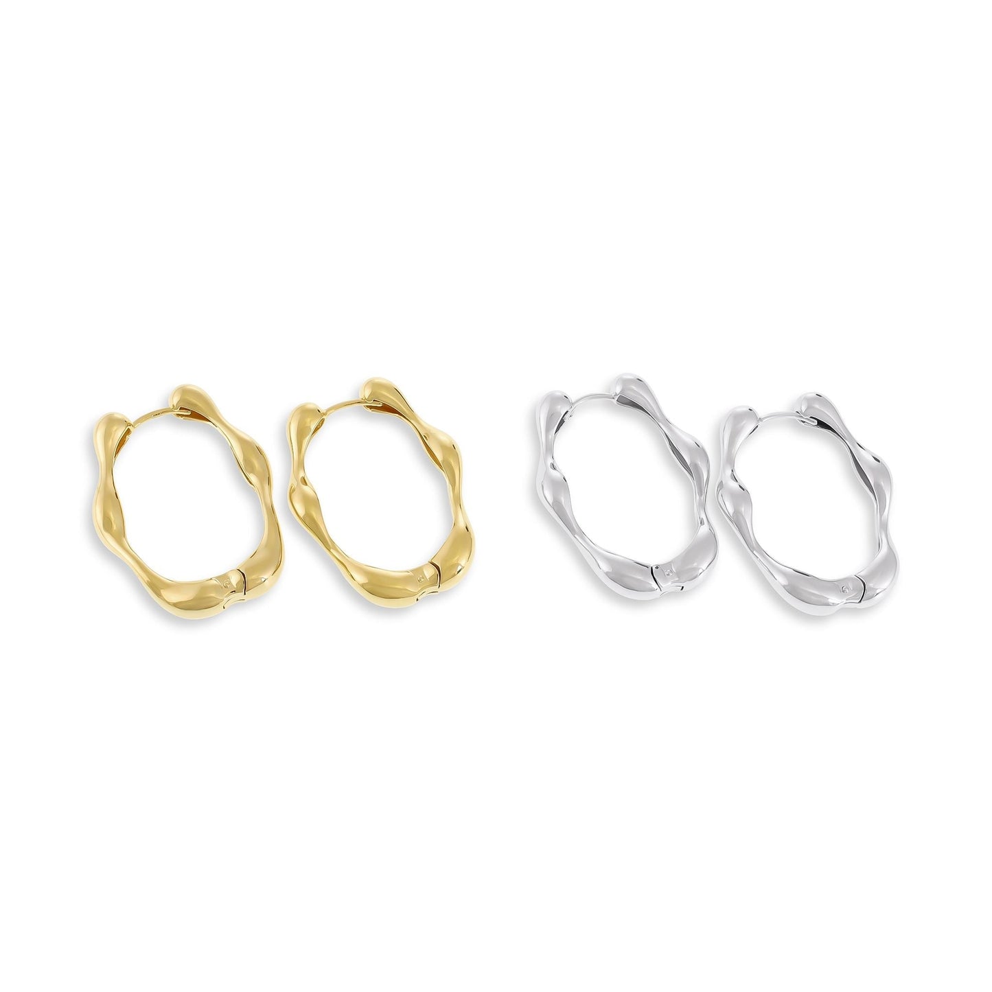 925 Silver Rhodium Plated Hoop Earrings SER3011