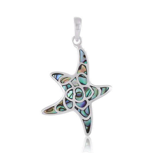 Sterling Silver Abalone Shell Starfish Pendant SPD4026