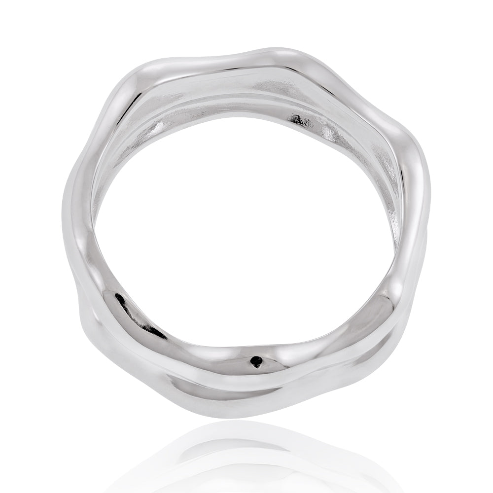 925 Sterling Silver Rhodium Plated Double Twist Ring SRN1002