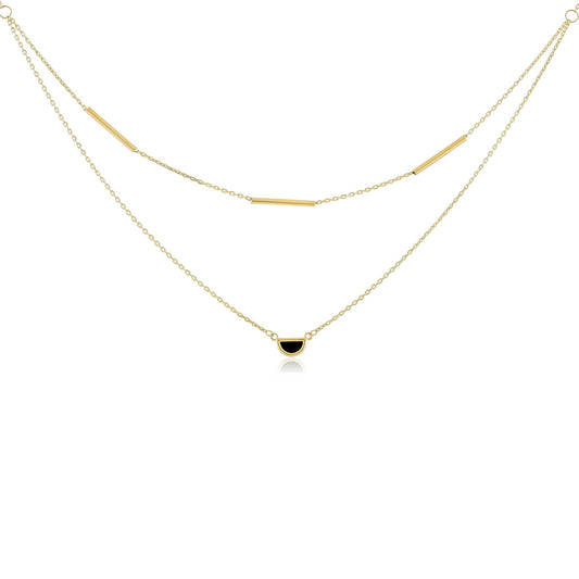 9ct Yellow Gold Double Drop Detail Necklace