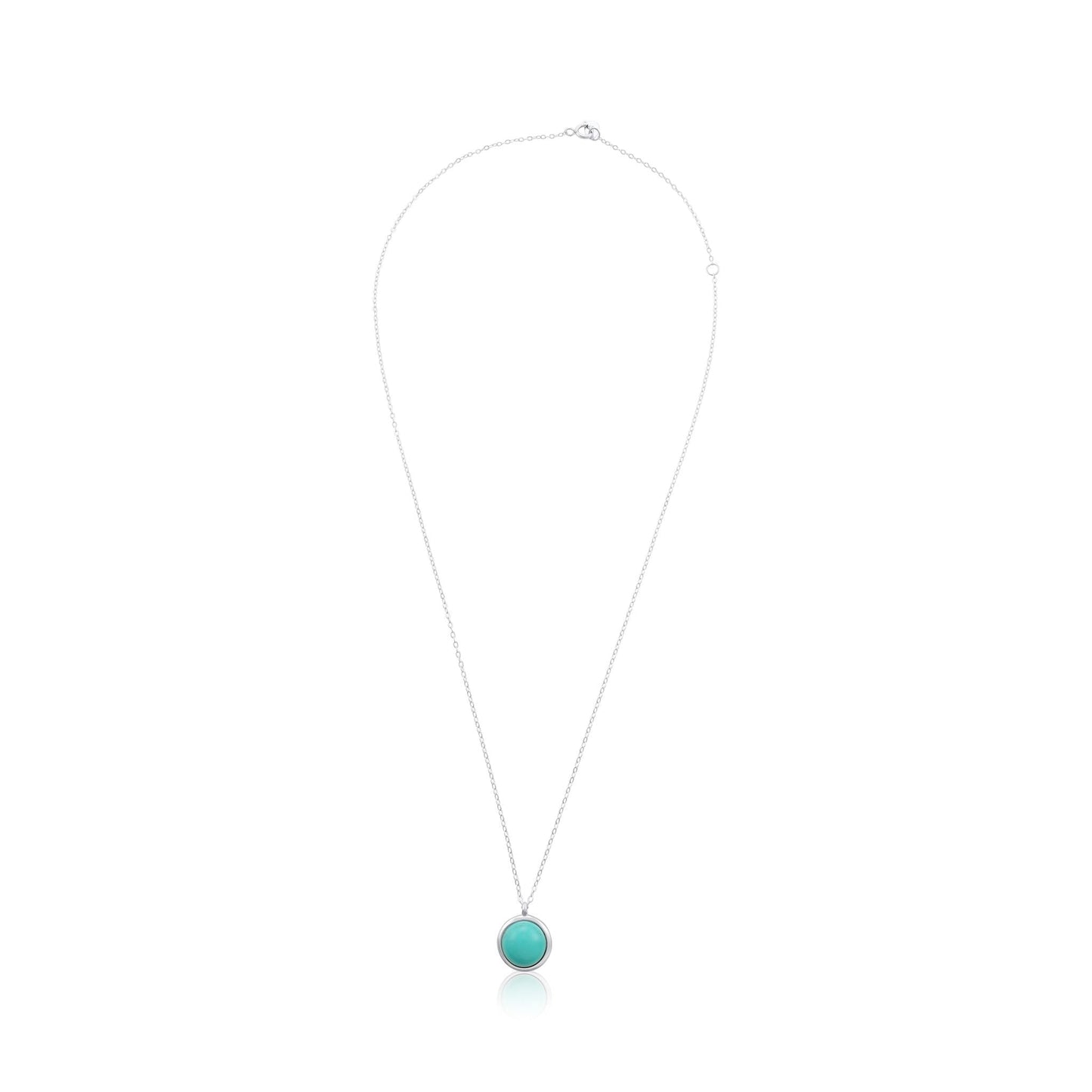 Silver rhodium plated necklace with rec turquoise stone SNK6001.TQ