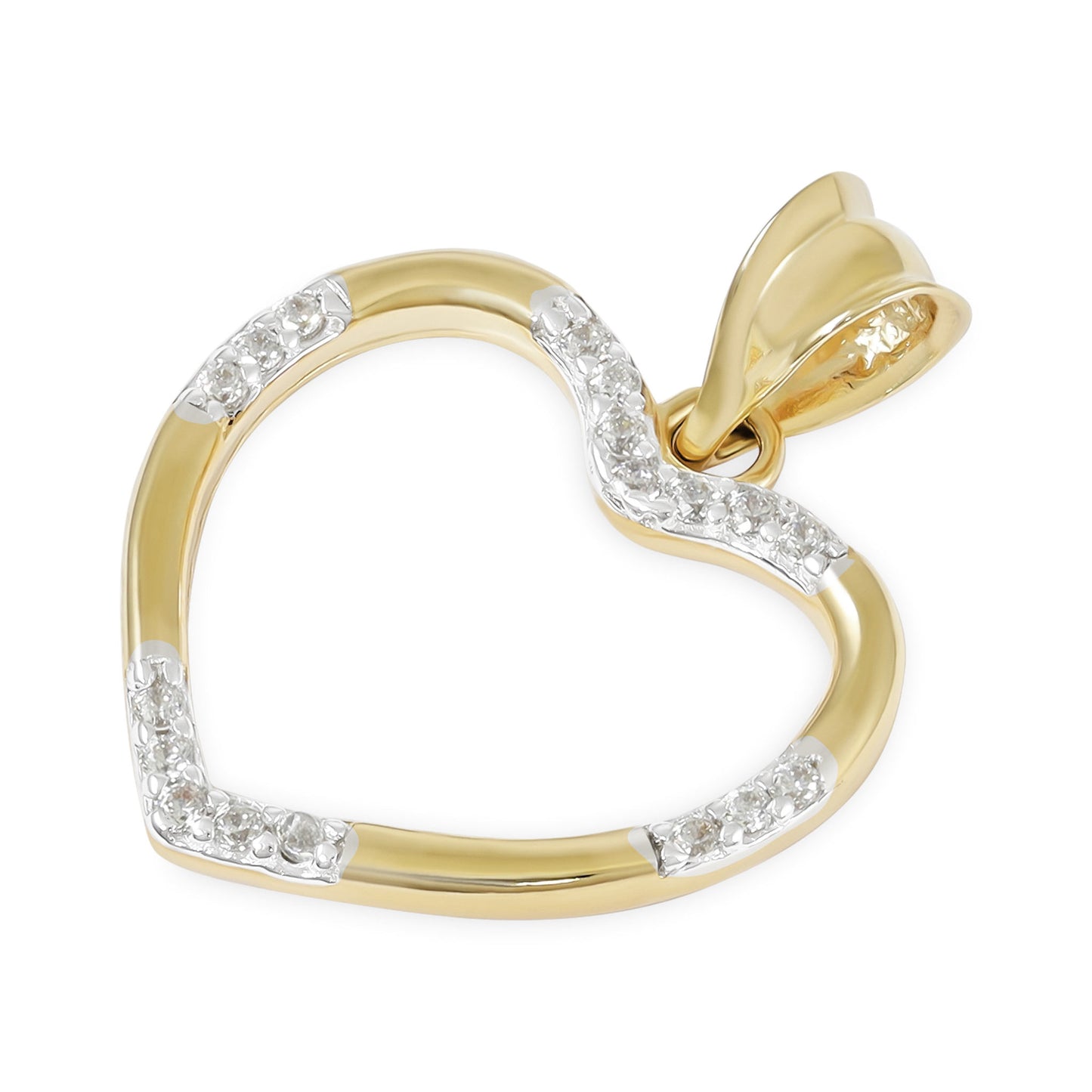 9ct Yellow Gold Cubic Zirconia Detail Heart Pendant