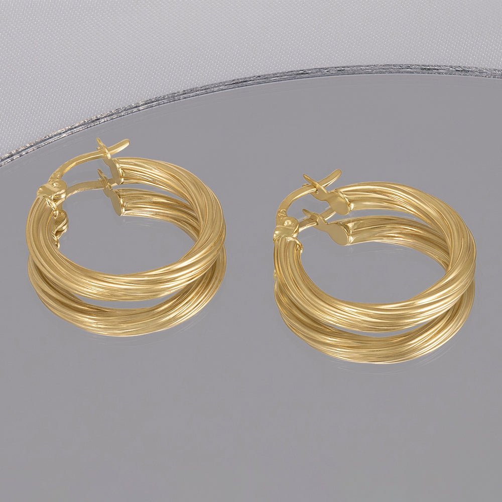 9ct Yellow Gold Twisted Hoop Earrings