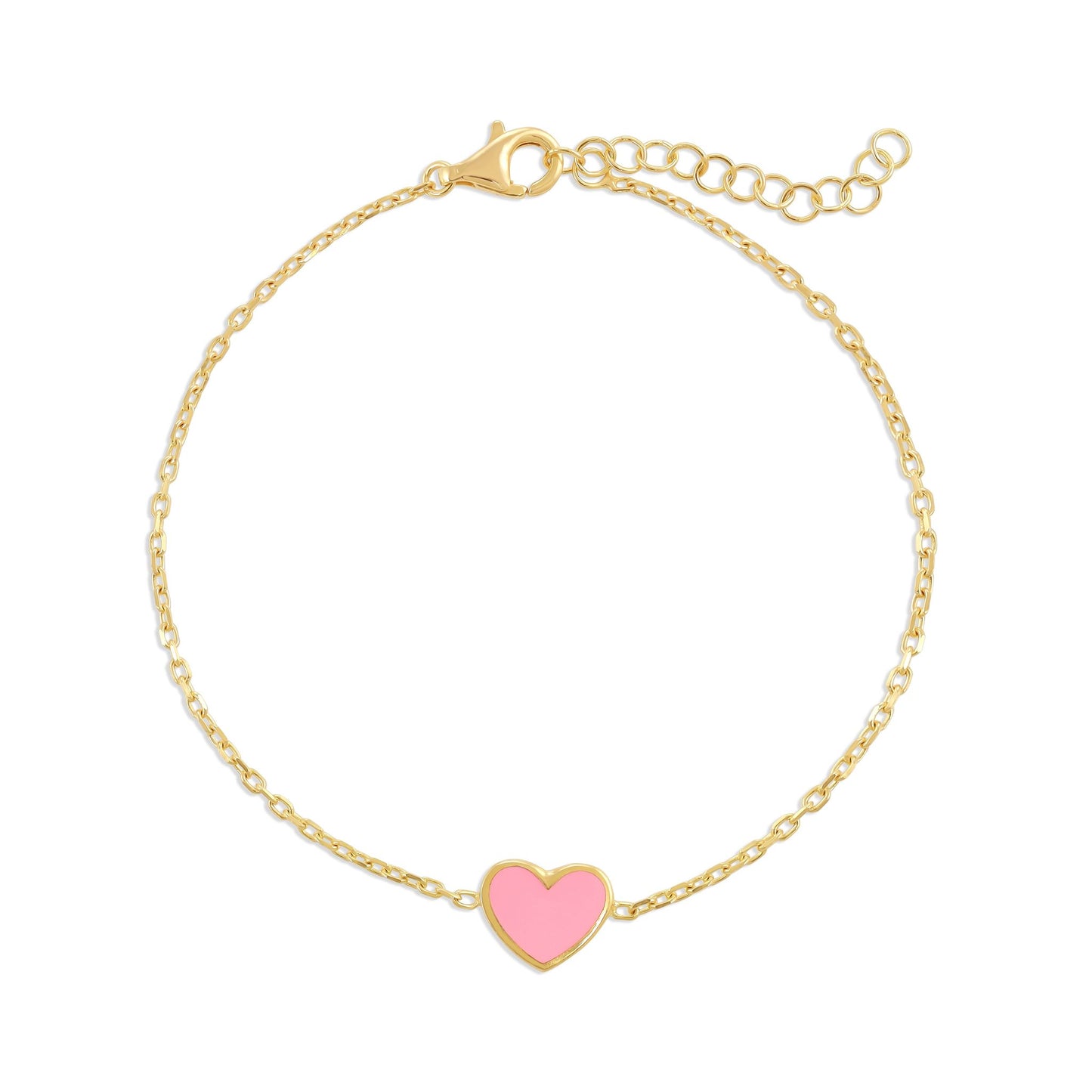 925 sterling silver pink heart bracelet PBR8003-P