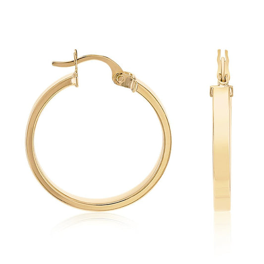 9ct Solid Yellow Gold Plain Hoop Earrings ERV0072S