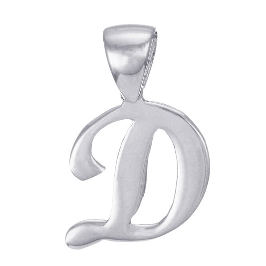 9ct Solid White Gold Initial Pendant Letter D - 18mm PD60003-9W-D