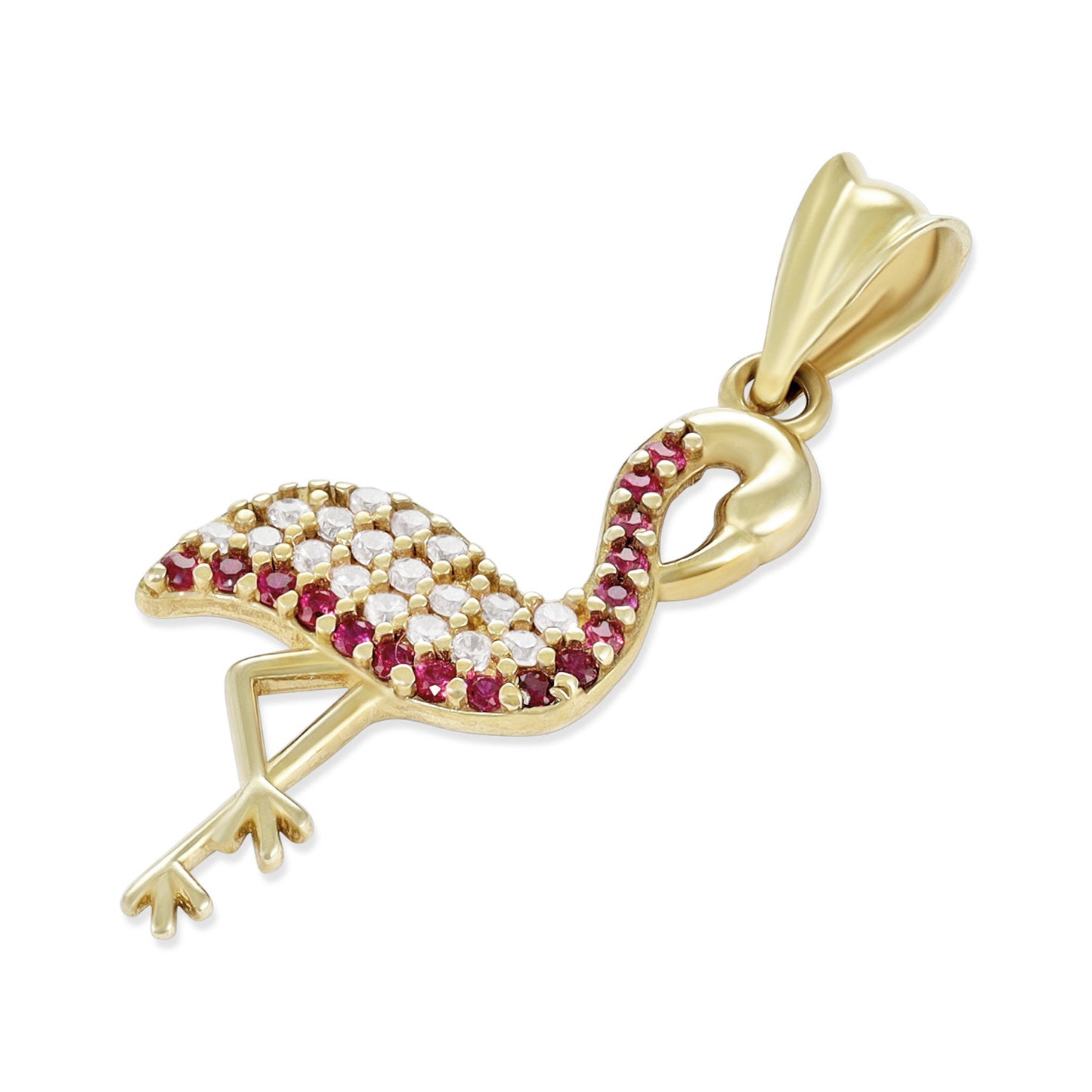 9ct Yellow Gold Cubic Zirconia Flamingo Pendant