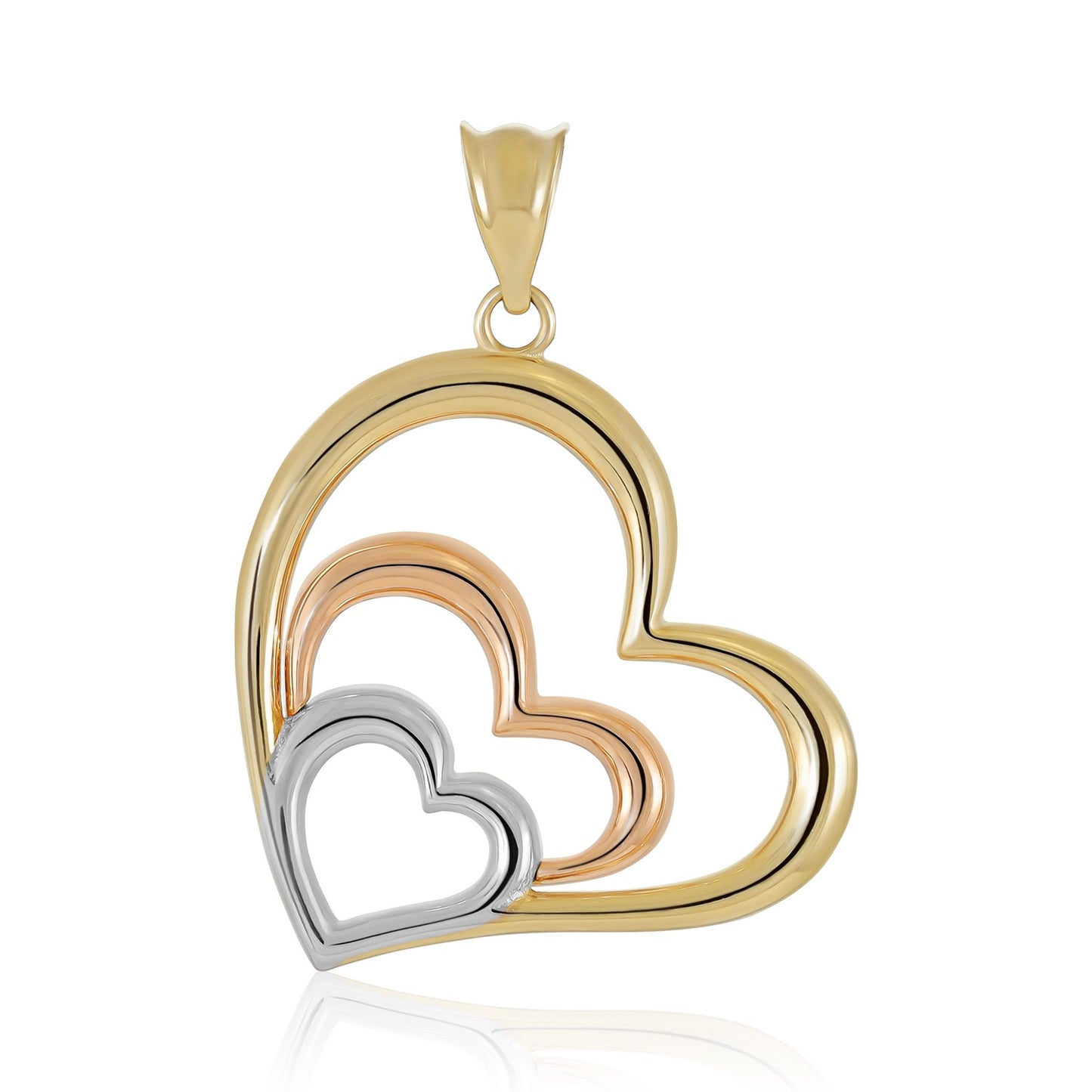 9ct Gold Tri Colour Triple Heart Pendant