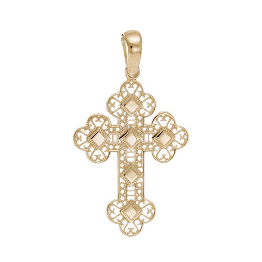 14ct Yellow Gold Abstract Cross Design Pendant