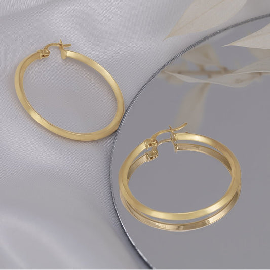 9ct Solid Yellow Gold Plain Hoop Earrings ERV0087M