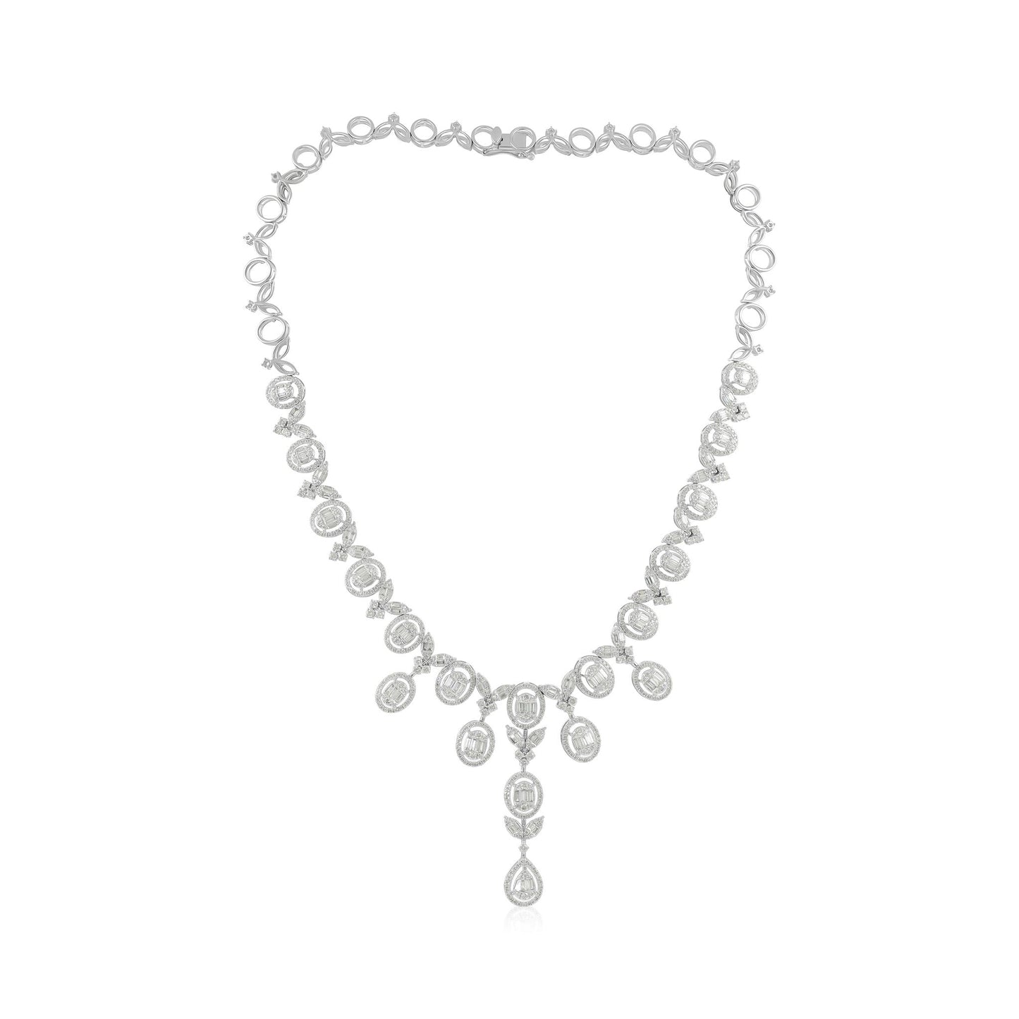 18ct White Gold Tulip Diamond Necklace