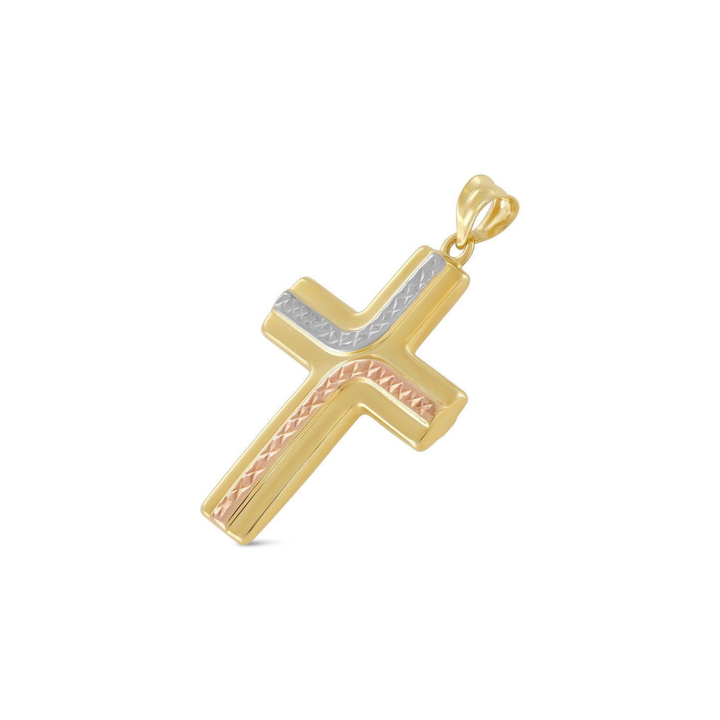 9ct Two Tone Gold Cross Pendant