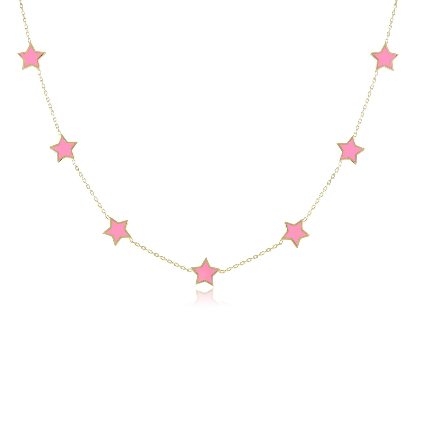 925 sterling silver pink star necklace PNK8001-P