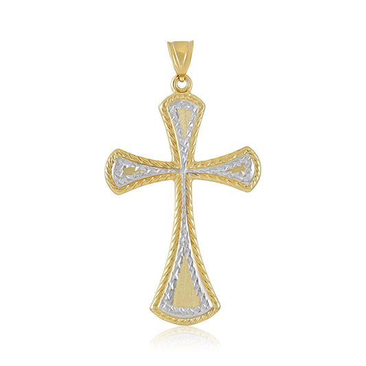 9ct Yellow and White Gold Flared Cross Pendant