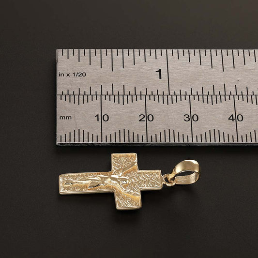 9ct Solid Gold Patterned Crucifix Cross Pendant - 42mm PD60121-9Y