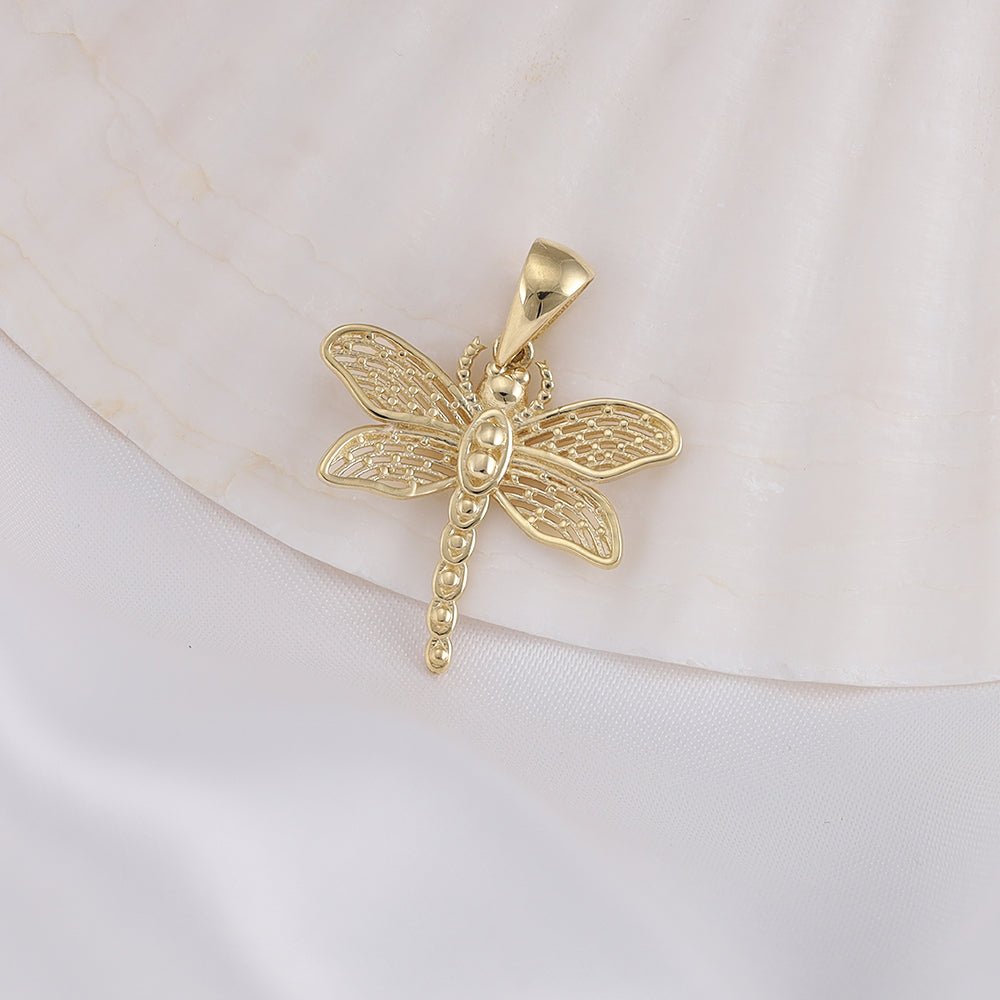 9ct Solid Yellow Gold Drangonfly Pendants PD60-9-46-6