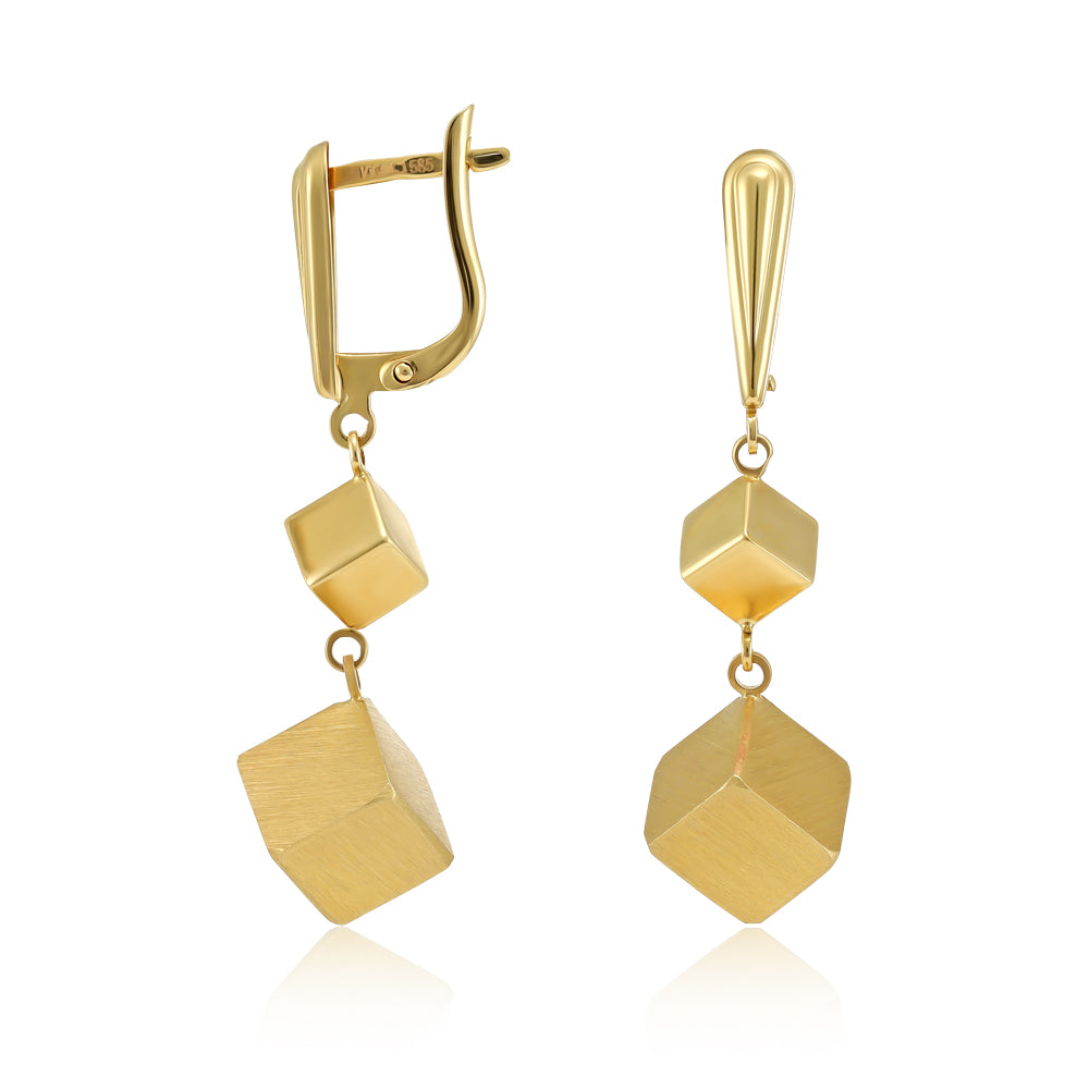 14ct Yellow Gold Fancy Geometric Shape Earrings