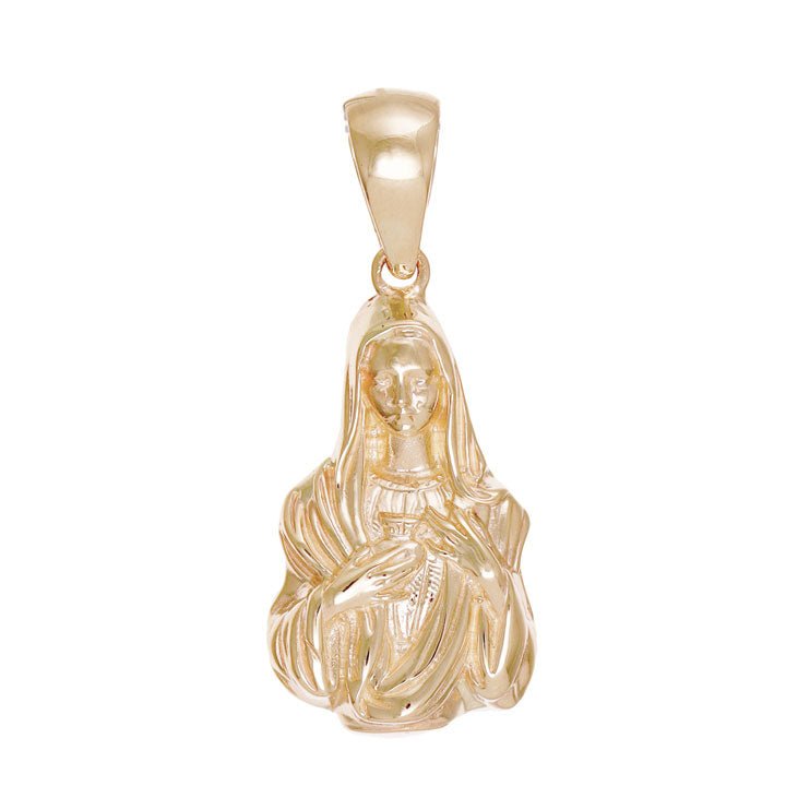 9ct Solid Gold Virgin Mary Pendant - 39mm PD60004-9Y