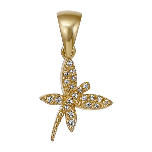 9ct Yellow Gold Cubic Zirconia Dragonfly Pendant