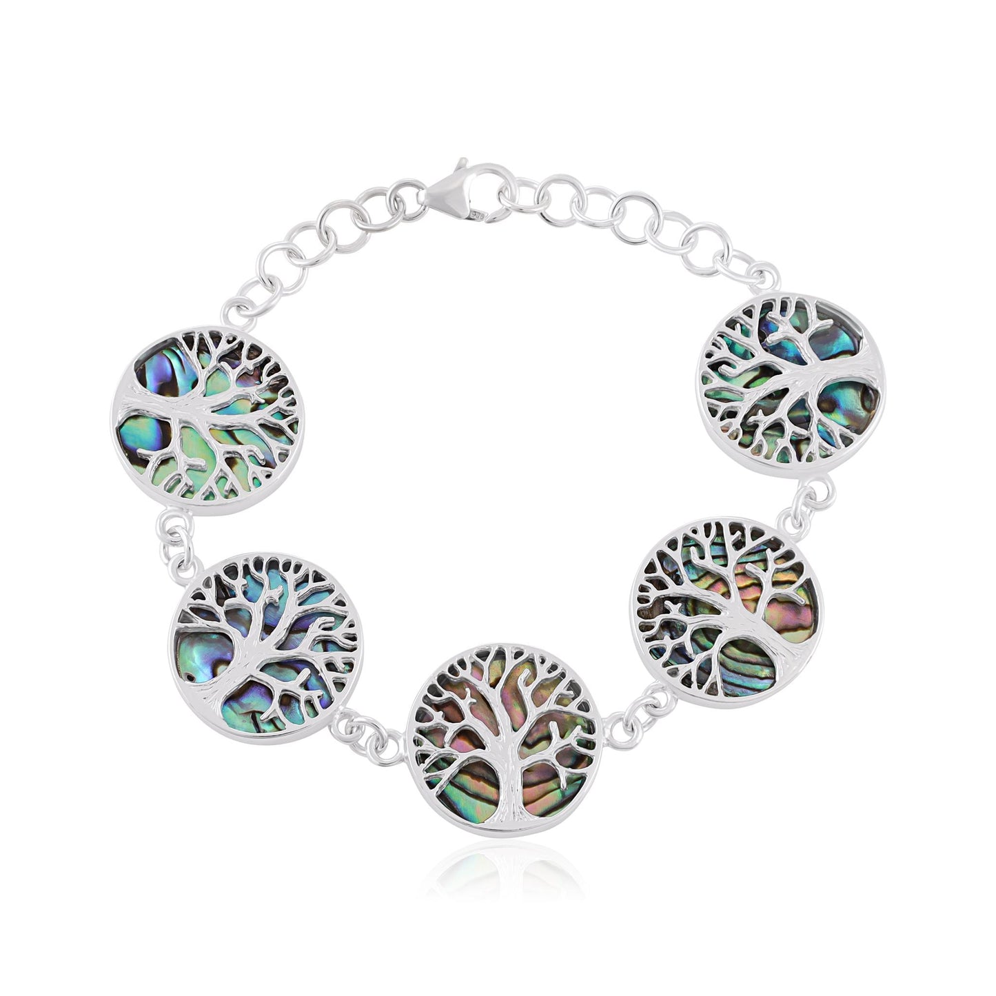 Sterling Silver Abalone Tree Of Life Bracelet SBR4001