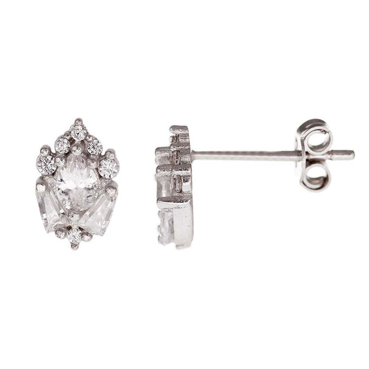 14ct Solid White Gold Fancy Cubic Zirconia Stud Earrings ER20170-14Y