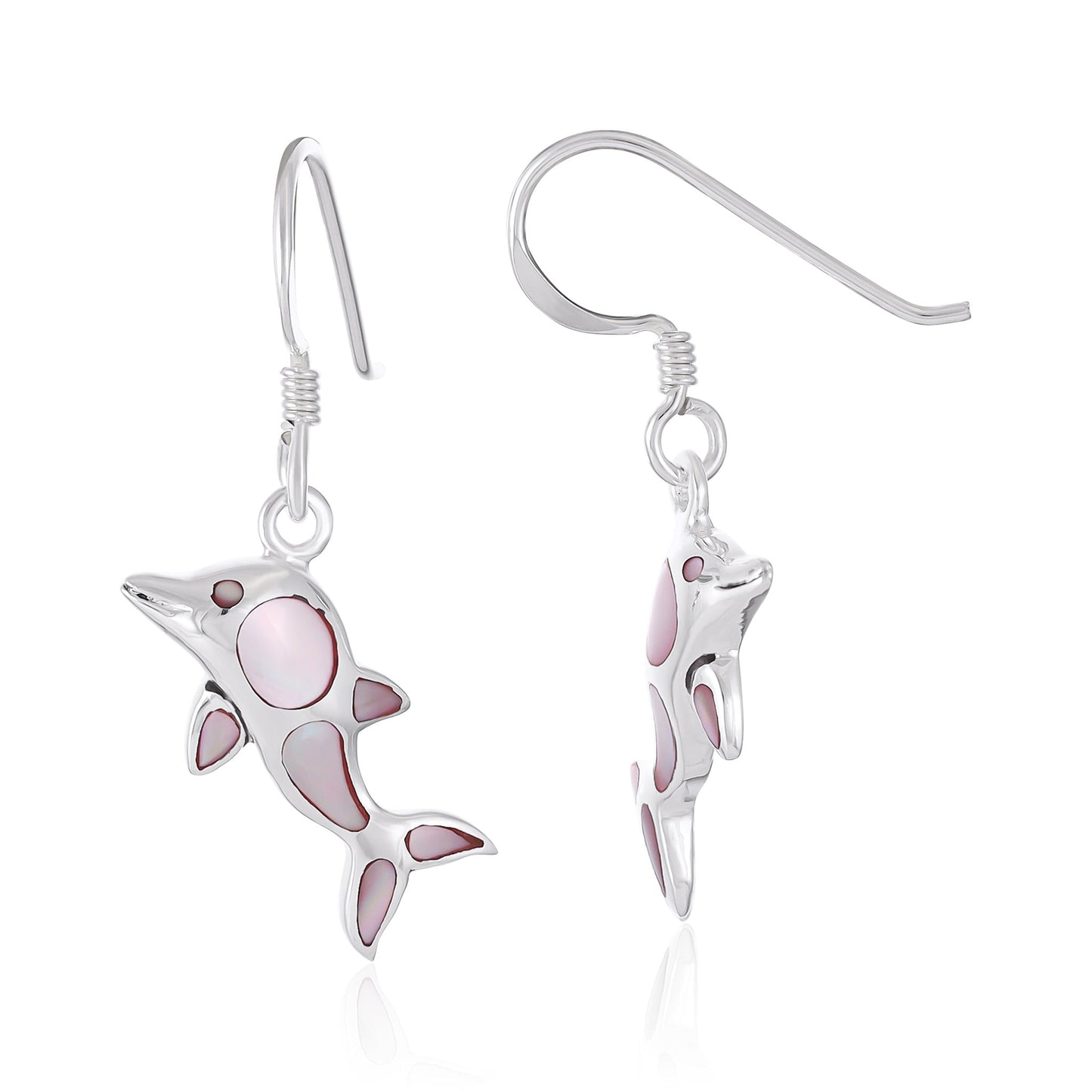 Sterling Silver Mother Of Pearl Shell Dolphin Earring SER4030