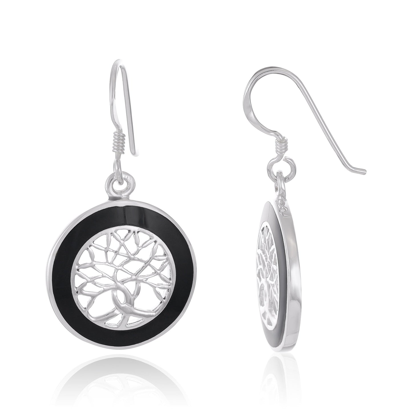 Sterling Silver Abalone Shell Tree Of Life Earrings SER4025