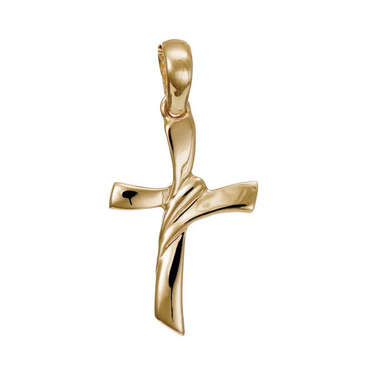 9ct Yellow Gold Twisted Cross Pendant