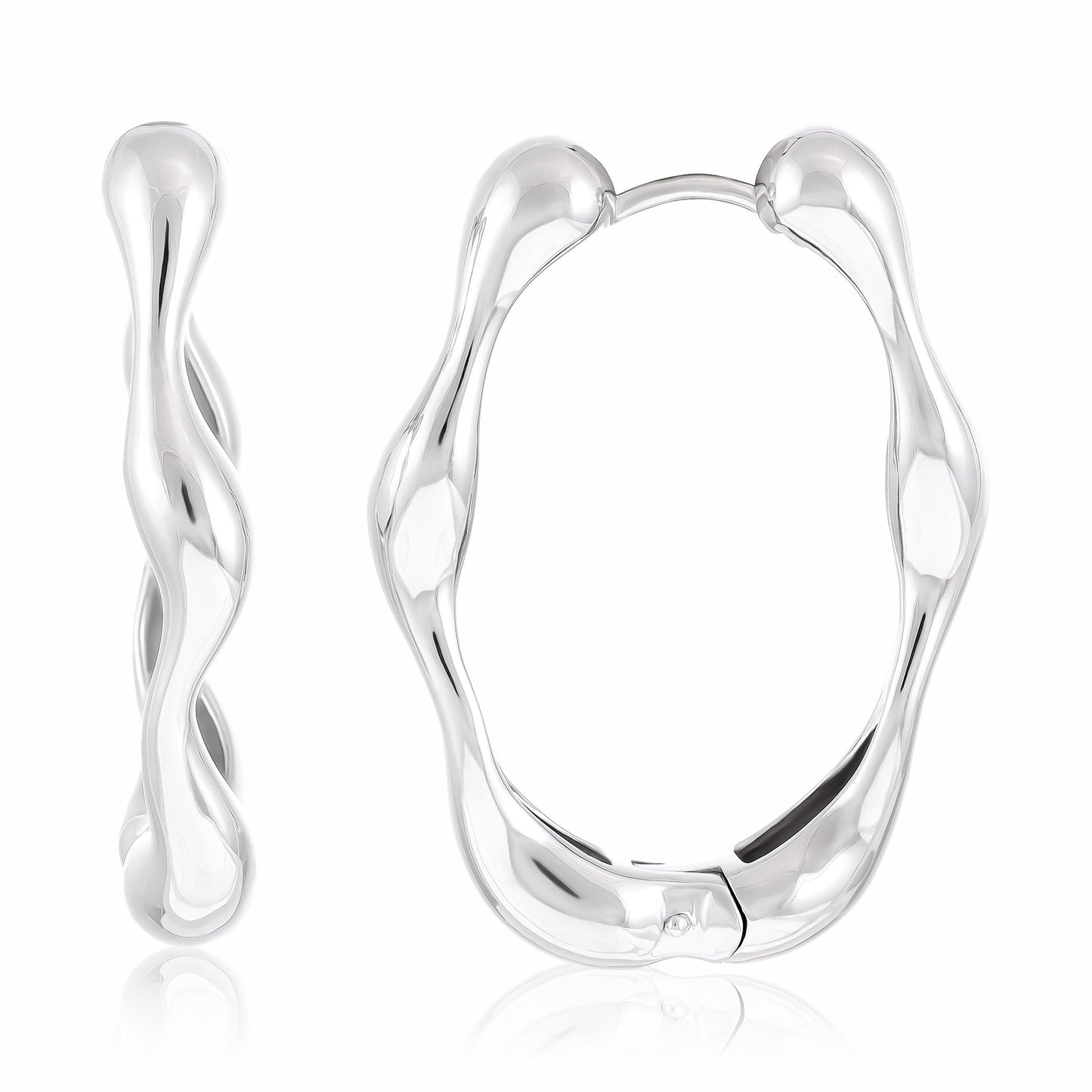 925 Silver Rhodium Plated Hoop Earrings SER3011