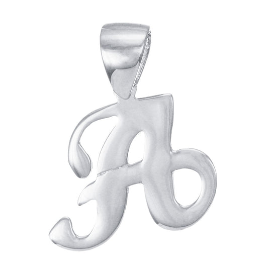 9ct Solid White Gold Initial Pendant Letter A - 17mm PD60003-9W-A