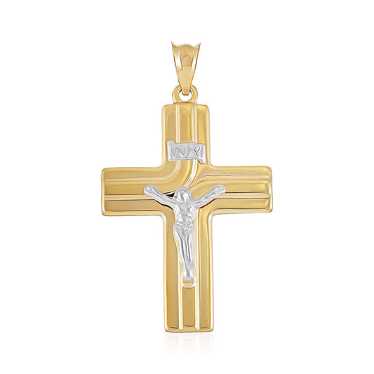 9ct Gold Two Tone Crucifix Cross Pendant