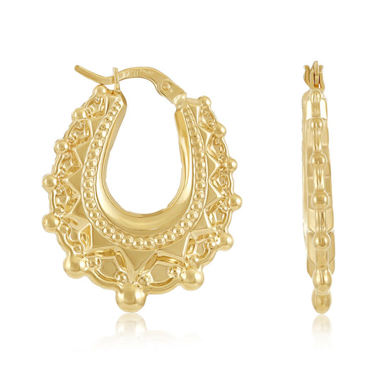 9ct Yellow Gold Classic Creole Hoop Earring