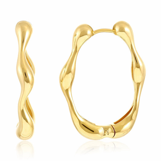 18ct 1 Micron Yellow Gold Plated Silver Hoop Earrings