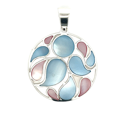 Sterling Silver Multi Color Of Mop Shell Pendant SPD4005