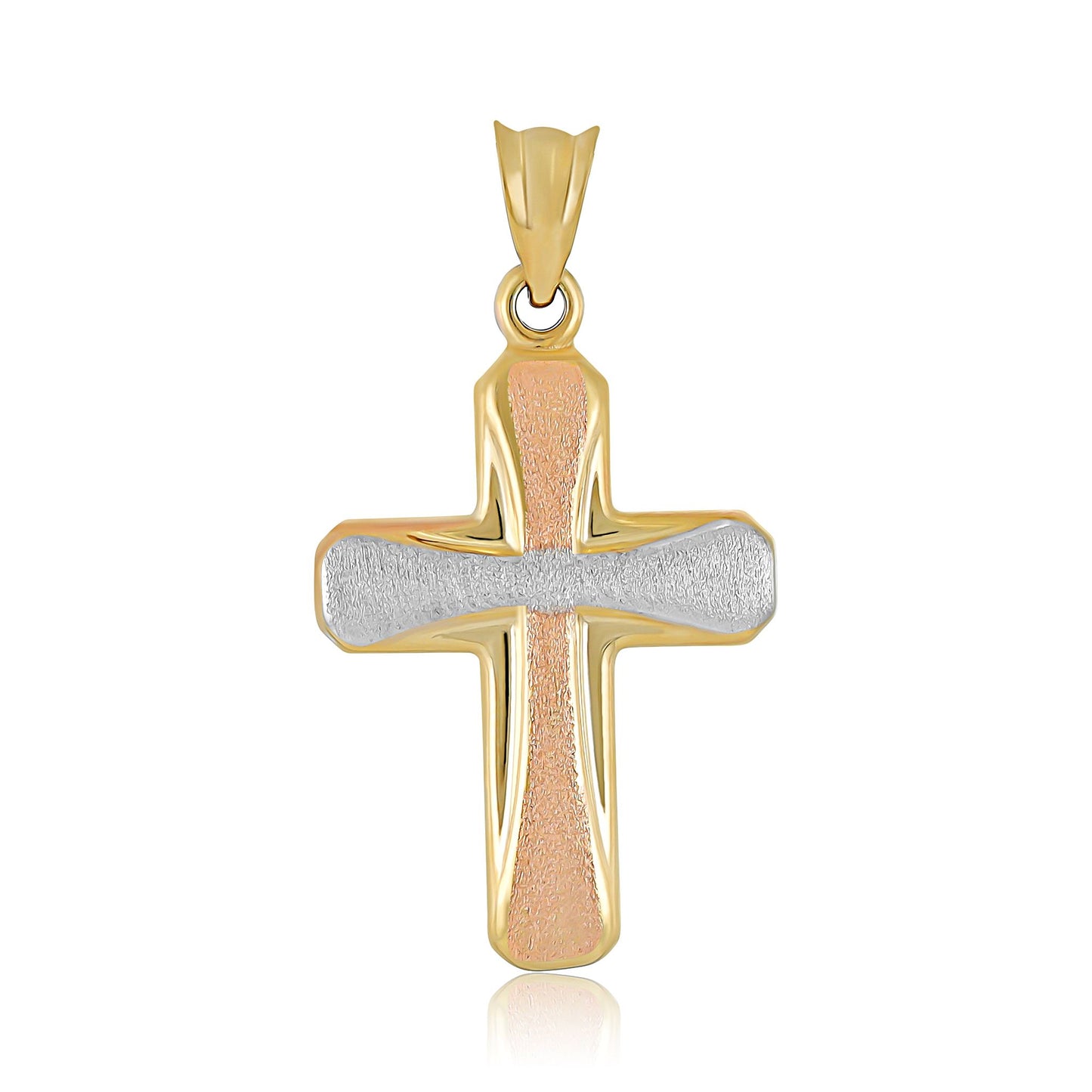 9ct Yellow Gold Tri Colour Cross Pendant