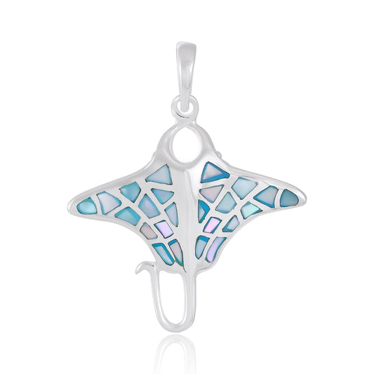 Sterling Silver Abalone Shell Manta Ray SPD4027