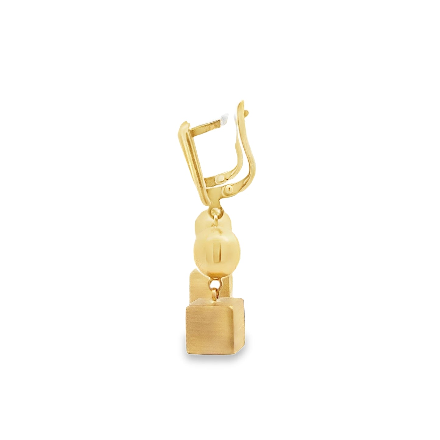 14ct Solid Yellow Gold Cube Earrings