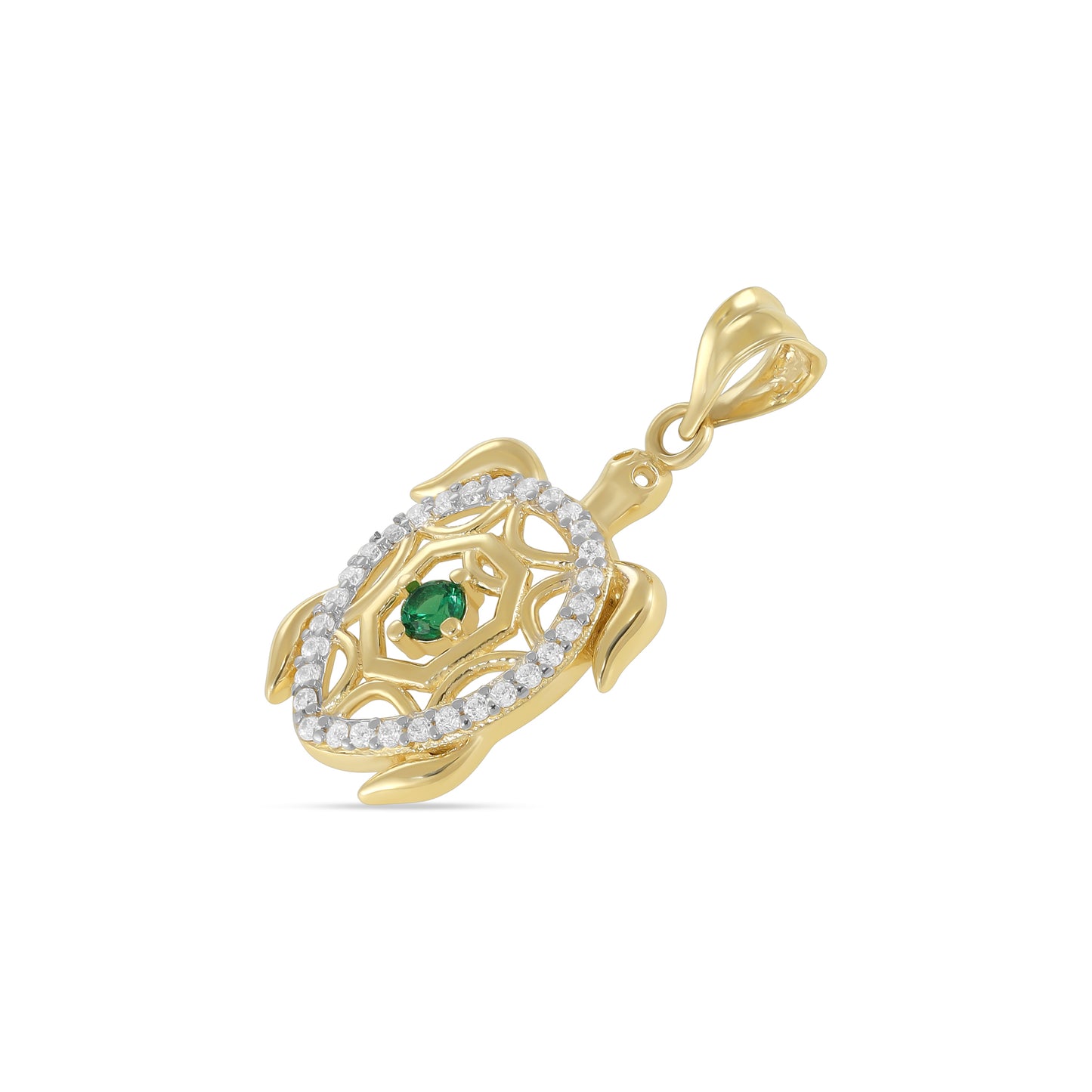 9ct Yellow Gold Cubic Zirconia Turtle Pendant