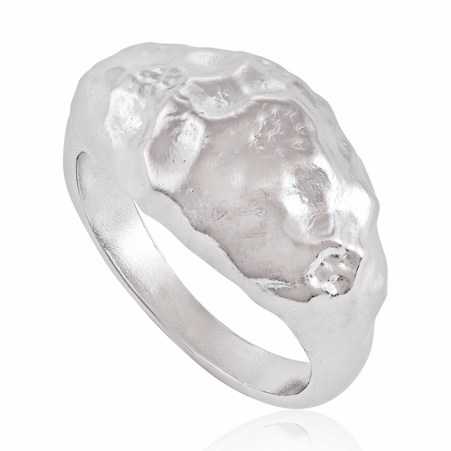 Sterling Silver Rhodium Plated Nugget Ring SRN3006