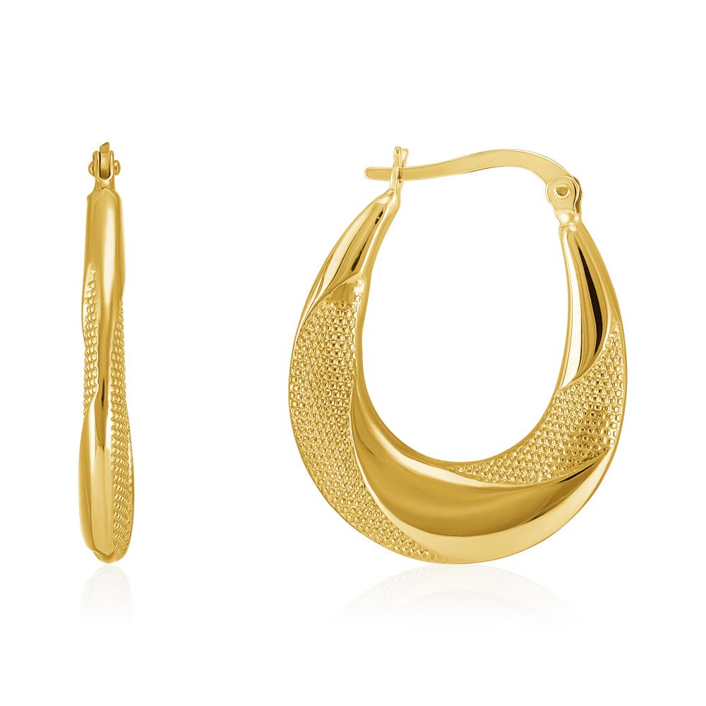 18ct Yellow Gold Oval Creole Hoop Earrings