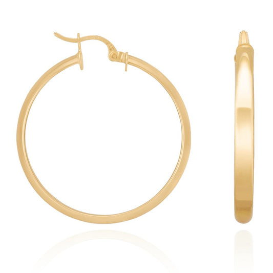 9ct Solid Yellow Gold Plain Hoop Earrings ERV0132M