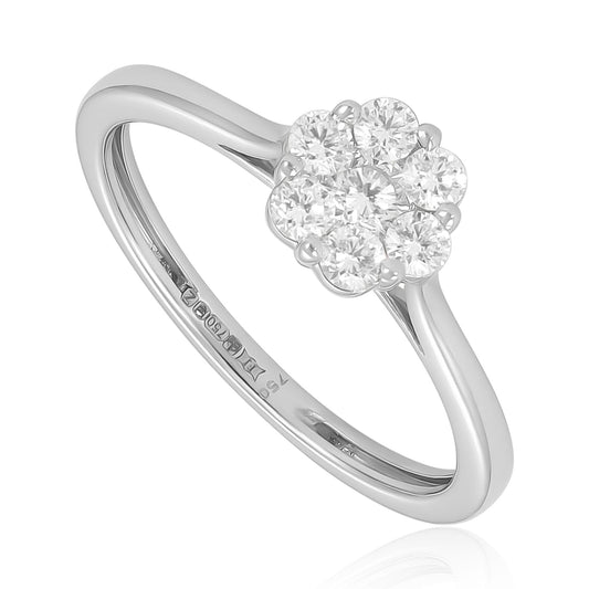 18ct Diamond Cluster Solitaire Engagement Ring